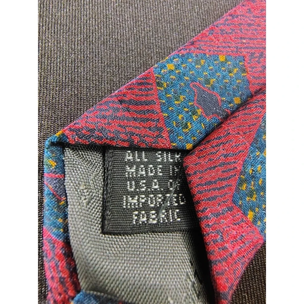 VTG Christian Dior Monsieur Silk‎ Tie Pink Teal Geometric Abstract 90s Designer
